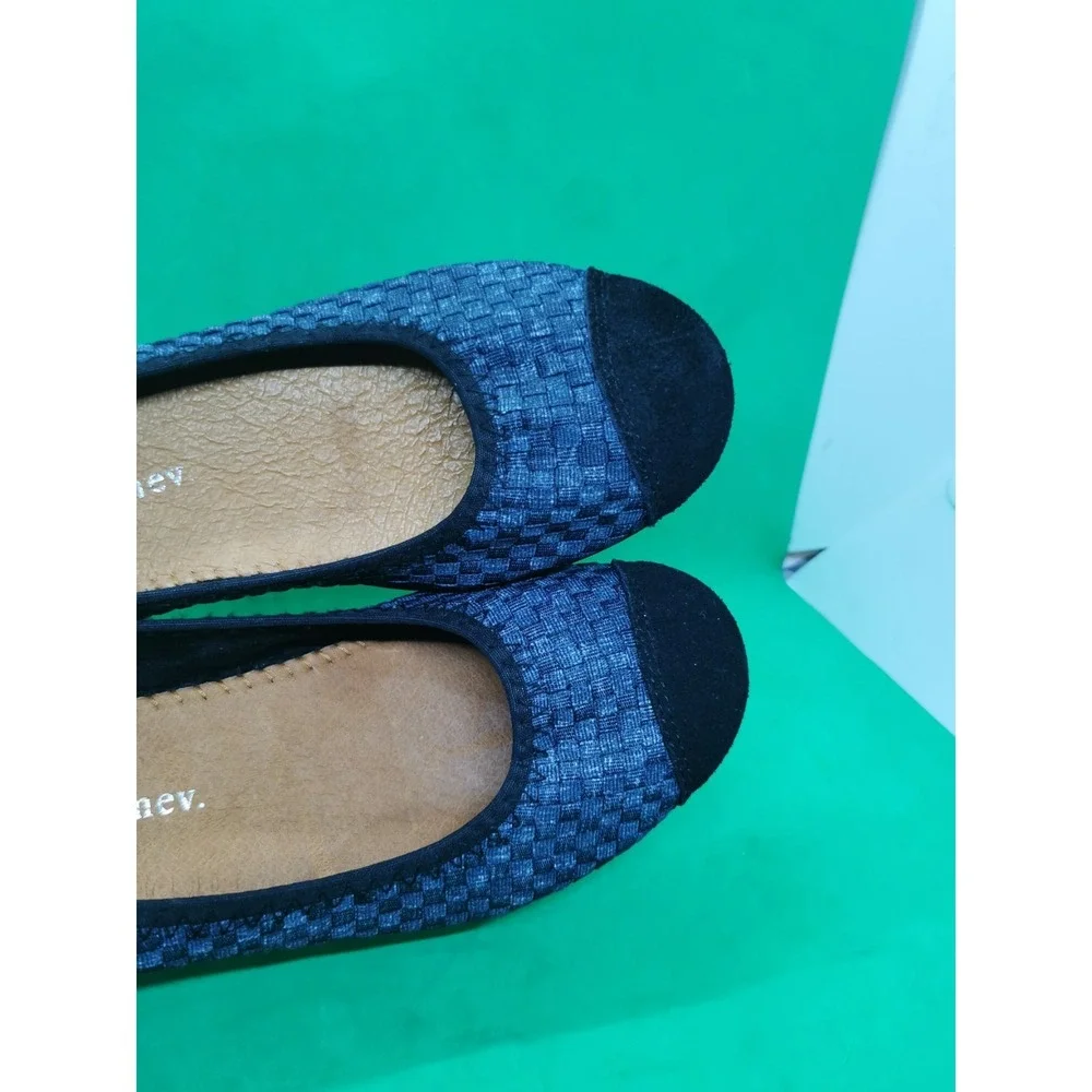 Bernie Mev Bella Me Womens EU 38 US 7 Ballet Flats Black Woven Cap Toe Comfort